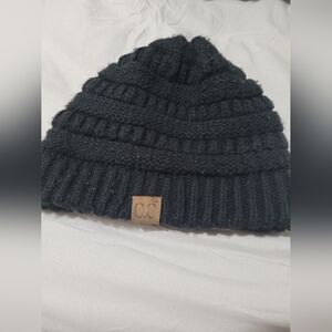 C.C Classic Black Ribbed Beanie